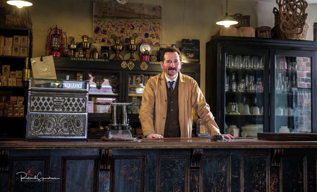 Portrait photographer - Portrait photography - colour image from the black country museum of the general store assistant- highlights of 2019