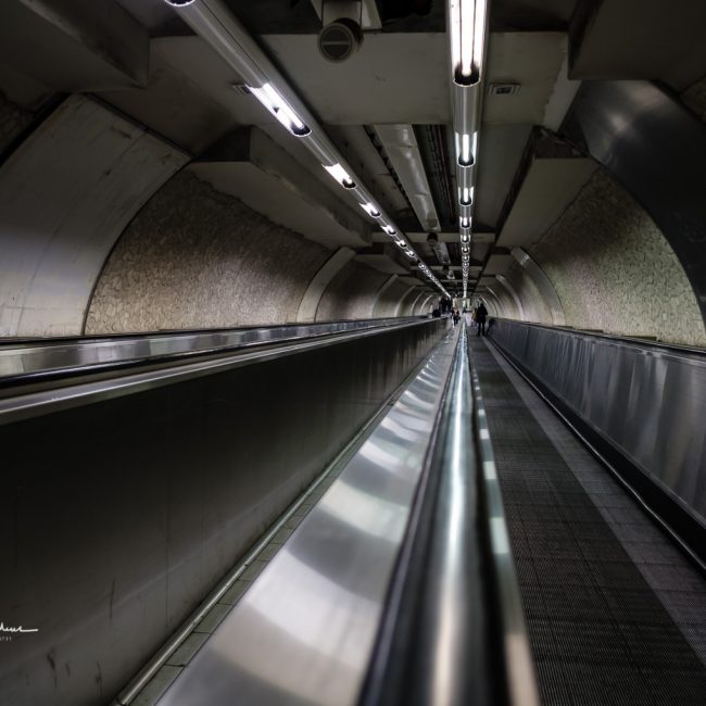 travel photography - travel photographer - Image of the eculator lines on the rome metro system