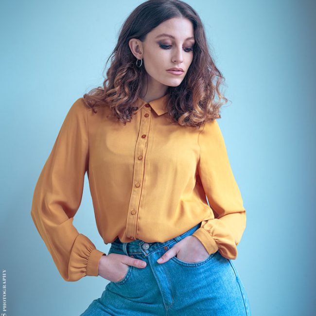 Fashion Photography - Fashion Photographer - model in yellow blouse and blue jeans